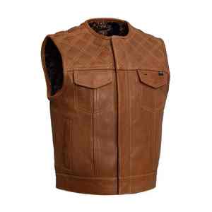 Dernière veste en cuir sans manches Nouveau design Chaud et coupe-vent Meilleur vêtement d'extérieur réglable pour l'hiver 100% Gilet en cuir véritable pour hommes - Product Image 5