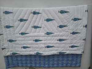 Handmade Cotton Flannel <b>Quilt</b> Red Block Printed Machine Bedding Set for Adults-<b>King</b> and Twin <b>Sizes</b> for Home and Hotel Use - Product Image 2