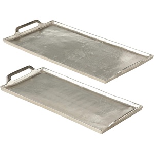 Elegant and Durable Silver & <b>Gold</b> Plated Metal Oval <b>Serving</b> <b>Tray</b> with Stylish Decor for Wedding Home Hotel & Restaurant Use - Product Image 6