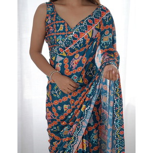 Robe saree d'été décontractée pour femmes 2025 Nouveautés vêtements pakistanais pour femmes Saree de fête - Product Image 4