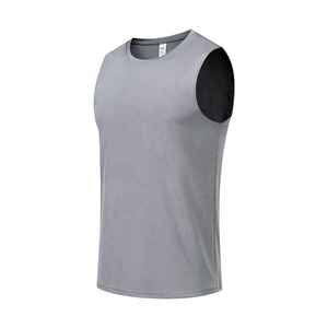 Camiseta sin mangas de algodón informal HIC para hombre, camiseta sin mangas holgada transpirable de manga corta de 240g para Fitness - Product Image 2