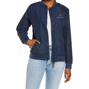 New Arrival <b>Women's</b> Plus Size <b>Bomber</b> <b>Jacket</b> Stylish Regular <b>Lightweight</b> Full Zipper Breathable Canvas Fabric Stand Plain Dyed - Product Image 3