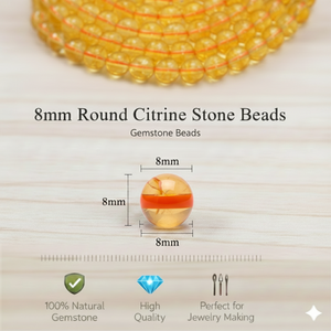 Cuentas de Citrino Redondas de 8mm al por Mayor para la Creación de Joyería DIY, Collares, Pulseras y Pendientes - Product Image 3