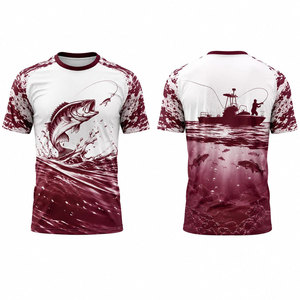 Camiseta de Pesca para Hombre BIG TEN APPAREL, Spandex/Poliéster, Impresión por Sublimación, UPF 50, Secado Rápido, Diseño Atardecer Naranja, Estilo Pullover - Product Image 4