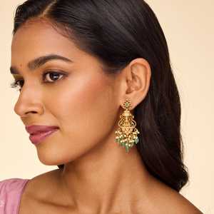 Floral Copper Chandelier <b>Earrings</b> for Wedding Religious Trendy Style <b>Hook</b> Shape Zinc Alloy - Product Image 3