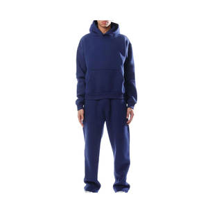 Sweats à capuche surdimensionnés 100% coton avec logo personnalisé pour hommes, ensemble de vêtements en polaire respirants de couleur unie avec logo sur le devant et fermeture éclair - Product Image 4