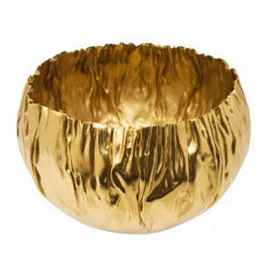 High Quality Gold Metal <b>Chocolate</b> Bowl Crumpled Ruffled Edge Hotel Decor <b>Wedding</b> Decoration <b>Chocolate</b> Serving Bowl Best Price - Product Image 1