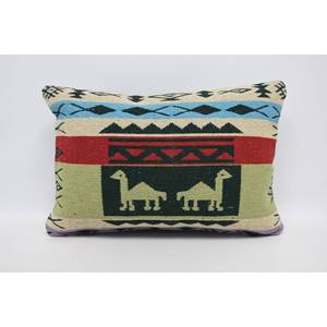 Oreiller traditionnel en laine de chanvre de 16x24 pouces avec motif géométrique vert doux style Boho moderne pour la maison et le canapé - Product Image 1