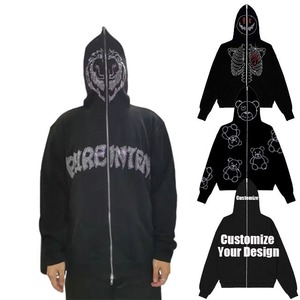 Sudadera con capucha y cremallera con bordado de peso pesado de alta calidad, logotipo personalizado, Sudadera con capucha y cremallera completa de gran tamaño, sudadera con cremallera en blanco 3D - Product Image 1