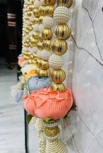 ดอกกุหลาบใหญ่ประดับด้วยไข่มุกหลากสีโกต้าอินเดียนพวงมาลัยมอตติดอกไม้ลาเต้สำหรับตกแต่งงานแต่งงานและงานเทศกาลอินเดีย - Product Image 6