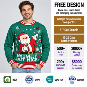<span class=keywords><strong>Pull</strong></span> <span class=keywords><strong>de</strong></span> Noël moche pour homme FNJIA, vert, en jacquard, motif Père Noël, canne à sucre, flocon <span class=keywords><strong>de</strong></span> neige, coquin mais adorable, <span class=keywords><strong>pull</strong></span> <span class=keywords><strong>de</strong></span> fête, personnalisable OEM - Product Image 5