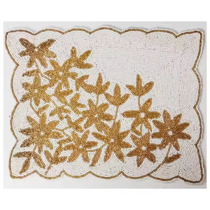 Napperons de perles faits à la main chemin de table napperon brodé 16x14 pouces napperon à thème floral à prix abordable perlé - Product Image 5