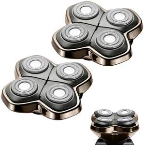 Paquete de 2 cabezales de repuesto para afeitadoras eléctricas de hombre, sistema de 4 cuchillas, 3 en 1, lavables, accesorio para afeitado facial - Product Image 1