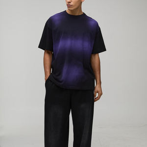 T-shirts amples et courts pour hommes, en coton lourd, délavé à l'acide, vintage, à épaules tombantes, vierges, pour impression streetwear - Product Image 2