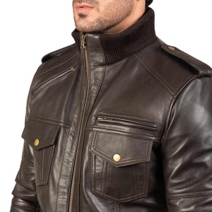 Veste d'hiver pour homme personnalisable OEM 2025, veste en cuir décontractée de style moto, col montant, décoration en fourrure, état neuf - Product Image 6