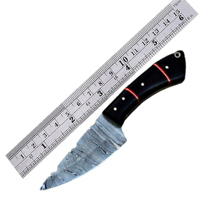 Cuchillo Bushcraft de Damasco hecho a mano, hoja fija de tamaño personalizado, soporte OEM para caza al aire libre, Funda de cuero, mango de cuerno, hoja de acero - Product Image 6