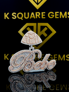 จี้โลโก้ที่กำหนดเอง VVS Moissanite จี้ชื่อเพชรโมอิสแบบกำหนดเองจี้กุหลาบชุบทองแบบกำหนดเองจี้ฮิปฮอปสีเงิน - Product Image 3