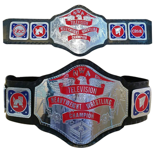 Cinturón de campeonato de lucha profesional indiscutible de alta calidad, placas de aleación de Zinc chapadas en oro personalizables, cuero genuino Unisex - Product Image 2