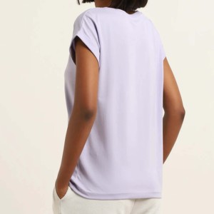 Grande taille respirant femme t-shirts en couleur verte goutte épaule O cou coton fait demi-manches Street Wear chemises - Product Image 4