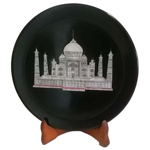Indian Exporter's Taj Mahal Inlay Design Black Marble Plate for Home Decor and <b>Business</b> Gifts Festive Christmas Promotion - Product Image 2