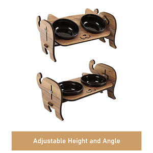 Adjustable Double Cat Feeding Station <b>Ceramic</b> <b>Bowls</b> Portable <b>Pet</b> <b>Bowls</b> Feeders Ergonomic Raised Food Stand for Cats - Product Image 4