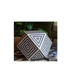 Table d'appoint en incrustation d'os artistique avec design en pierre d'agate - Product Image 3