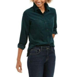 Camicia Lunga in Velluto a Coste Verde per Donna Charter Club, Taglia Unica XL con Decorazione Ricamata e Tessuto in Raso-Chiffon - Product Image 1