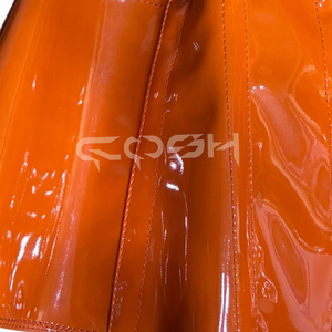 Corset en PVC orange brillant avec armatures en acier, fermeture éclair avant et lacets latéraux ajustables - Product Image 5