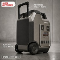 Station d'alimentation portable 3000W, batterie LiFePO4 2952Wh, générateur solaire avec MPPT 40A, roues de transport, charge sans fil, sortie AC/DC