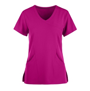 Uniformes féminins 4 voies extensible col en V haut pantalon conique infirmière hôpital Logo personnalisé tailles couleurs conception en vrac bas prix ensemble de gommage - Product Image 1