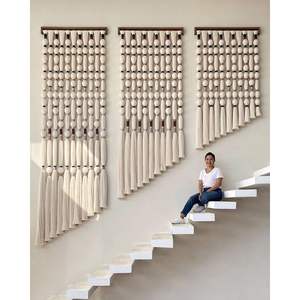 Tapiz de Pared de Macramé Estilo Bohemio Zacaton para Decoración del Hogar, Colgante de Burbujas Caralarga, Estilo Urbano Único - Product Image 1
