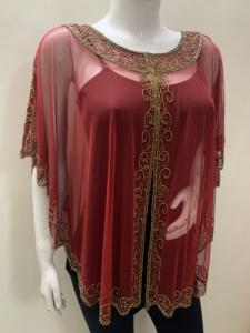 Women's Spring Solid Clothing Elegant New Year Celebration Party Wear Long Embroidery Work Shrug <b>Poncho</b> Hand Beads Sequins - Product Image 2