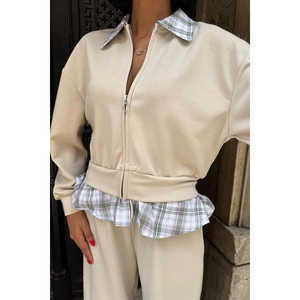 Costume en modal pour femme avec col et ourlet décorés 10252 Manteaux en fausse fourrure - Product Image 5