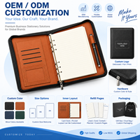 Porte-documents A5 personnalisé en cuir PU avec fermeture éclair, organiseur à 6 anneaux rechargeable avec porte-stylo et emplacements pour cartes, cadeau d'affaires