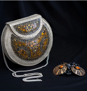 Femmes blanches embrayages en métal Vintage fait à la main mosaïque pochette sac à main mariée femmes fête ware AU PRIX DE GROS PAR ARTISANAT DE LUXE - Product Image 2