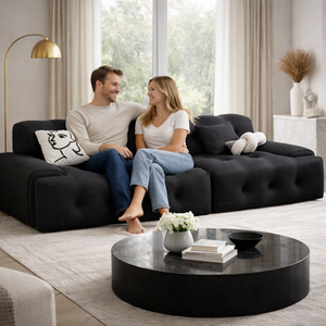 Conjunto de Sofá Modular Seccional Blanco Moderno, Sofá Tufted con Sillón, Cómodo y Elegante para Sala de Estar, Apartamento u Hotel - Product Image 1