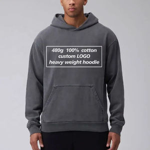 High Quality Heavyweight <b>Fleece</b> Cotton Oversize Sweatshirt Custom <b>Men</b> Wear <b>Grey</b> Stone Acid Wash Hoodies - Product Image 1