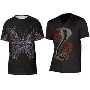 T-shirt Hip Hop pour hommes avec logo personnalisé Transfert en gros de strass Fond uni extra long Motif solide - Product Image 2