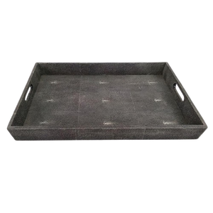 Plateaux de service/de rangement alimentaire décoratifs en résine imitation shagreen, modèle DPC 013, rectangulaires, 0,53x0,37x0,06, couleur charbon - Product Image 4