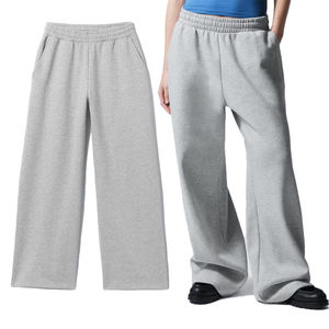 Nouveauté Pantalon décontracté ample à pattes évasées de haute qualité, coupe droite, style unisexe, coton premium, taille élastique, pantalon de survêtement uni - Product Image 2