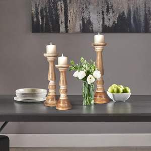 Bougeoir conique en bois naturel d'inspiration scandinave Décoration d'intérieur contemporaine élégante Charme rustique parfait pour la célébration de Noël - Product Image 6