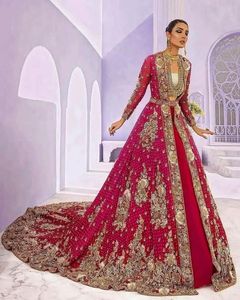 Elégante broderie lourde sur veste de mariée en soie 2024 et perles de verre cristal Trail Lehenga robe de mariée ornée de travail Dabka - Product Image 1