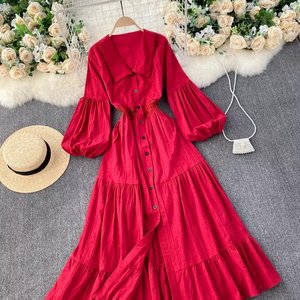 Vêtements d'été à la mode pour femmes, robe longue décontractée à fleurs de style bohème - Product Image 5