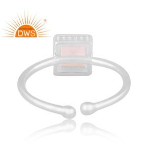 Best Selling Fine Sterling Silver Natural Crystal Quartz Gemstone <b>Adjustable</b> <b>Ring</b> Custom Jewelry Manufacturer - Product Image 4