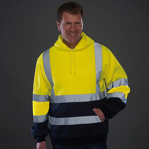 Sweat-shirt à capuche de sécurité haute visibilité personnalisé, respirant, en polaire, avec logo personnalisé, grande taille, vêtements de travail - Product Image 5