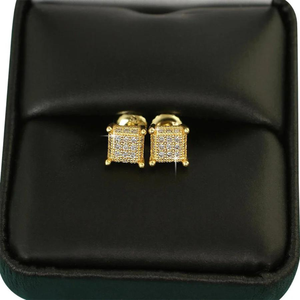 Simple Classic Real Natural Single Cut Diamond Cluster <b>Earring</b> in 14K <b>Gold</b> Metal for <b>Men</b> Women - Product Image 2