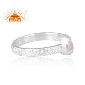 Anillo de piedras preciosas de cuarzo de cristal Natural de Plata de Ley 925 para mujer, joyería de diseño personalizado para mujer, regalo para ella - Product Image 4
