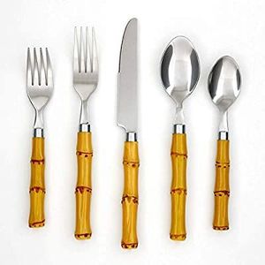 Ensemble de couverts écologiques en bambou naturel et en acier inoxydable, fabriqué à la main, ustensiles de cuisine ménagers, ensemble de couverts en provenance d'Inde - Product Image 6