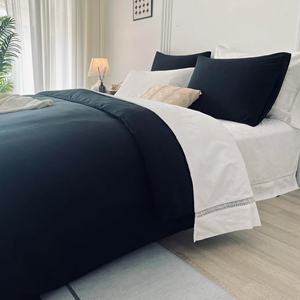 Tùy chỉnh màu đen Reversible <span class=keywords><strong>Comforter</strong></span> thiết lập không gây dị ứng chần tấm ga trải giường cho nhà có thể giặt Duvet cover bedding <span class=keywords><strong>Set</strong></span> - Product Image 2