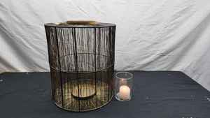 Linterna de Metal negro/dorado hecha a mano, decoración del hogar de gama alta, candelabro colgante en forma de pilar de hierro, vidrio de madera personalizado para - Product Image 4